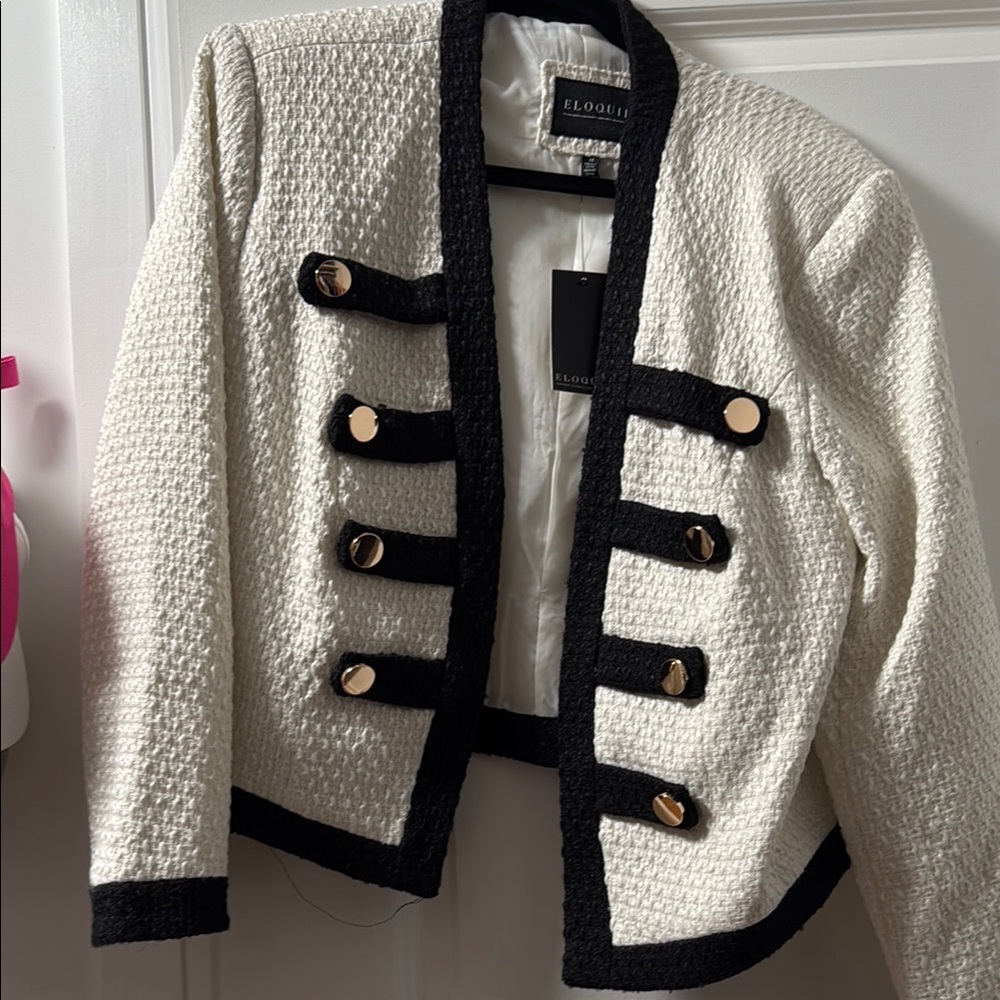 Eloquii Women's White and Black Jacket